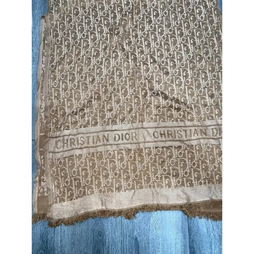 Christian Dior Oblique All Over Dior Print scarf Brown A008138